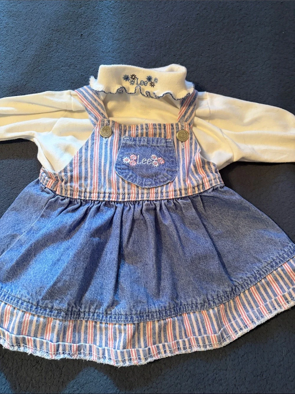 Girls' Navy & Blue Floral Gingham Dress Set - Kids Accessories